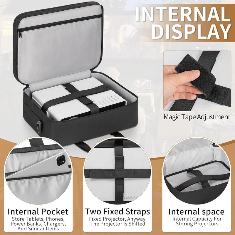 GMAK Projector Carrying Case Travel Bags with 15.6inch Laptop Compartment, Travel Carrying Tote Storage Case with Accessories Pockets Compatible for Most Major Projectors (Bag Only) - Image 5